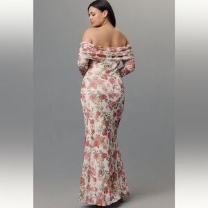 NWT AFRM Anthropologie Roses Off Shoulder Romantic Maxi Dress Date Night Romance